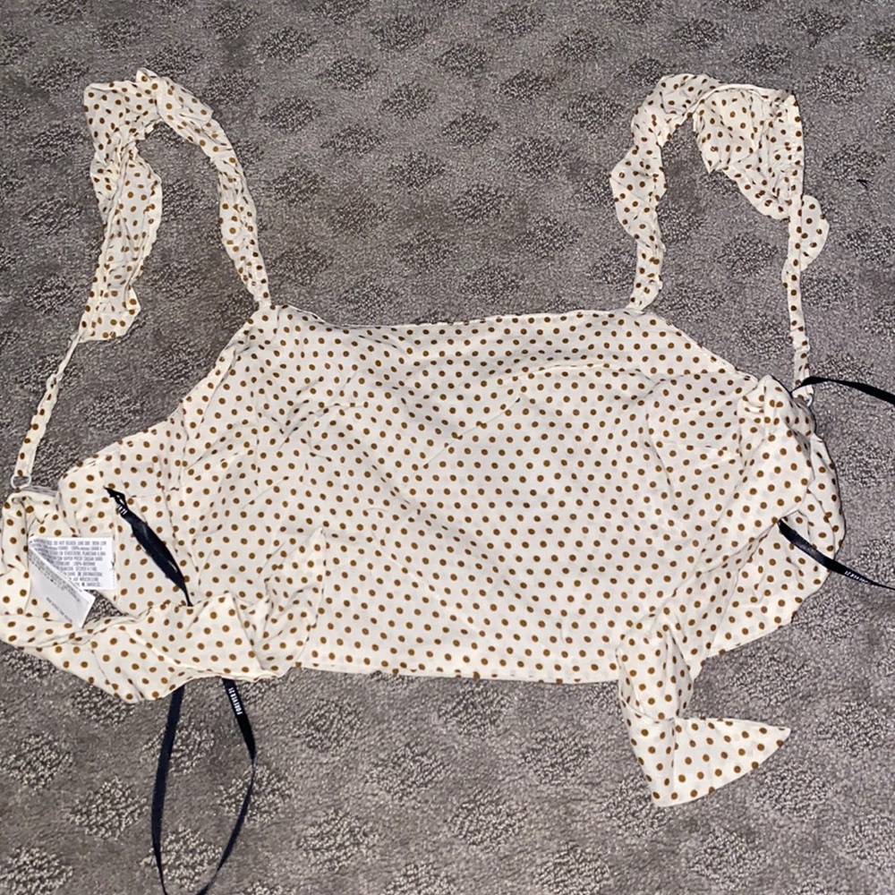 Cream/brown crop tank top